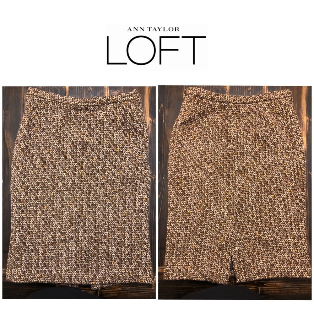 Ann Taylor Loft Classic & Professional Wool Blend Tweed Lined Pencil Skirt SZ 4
